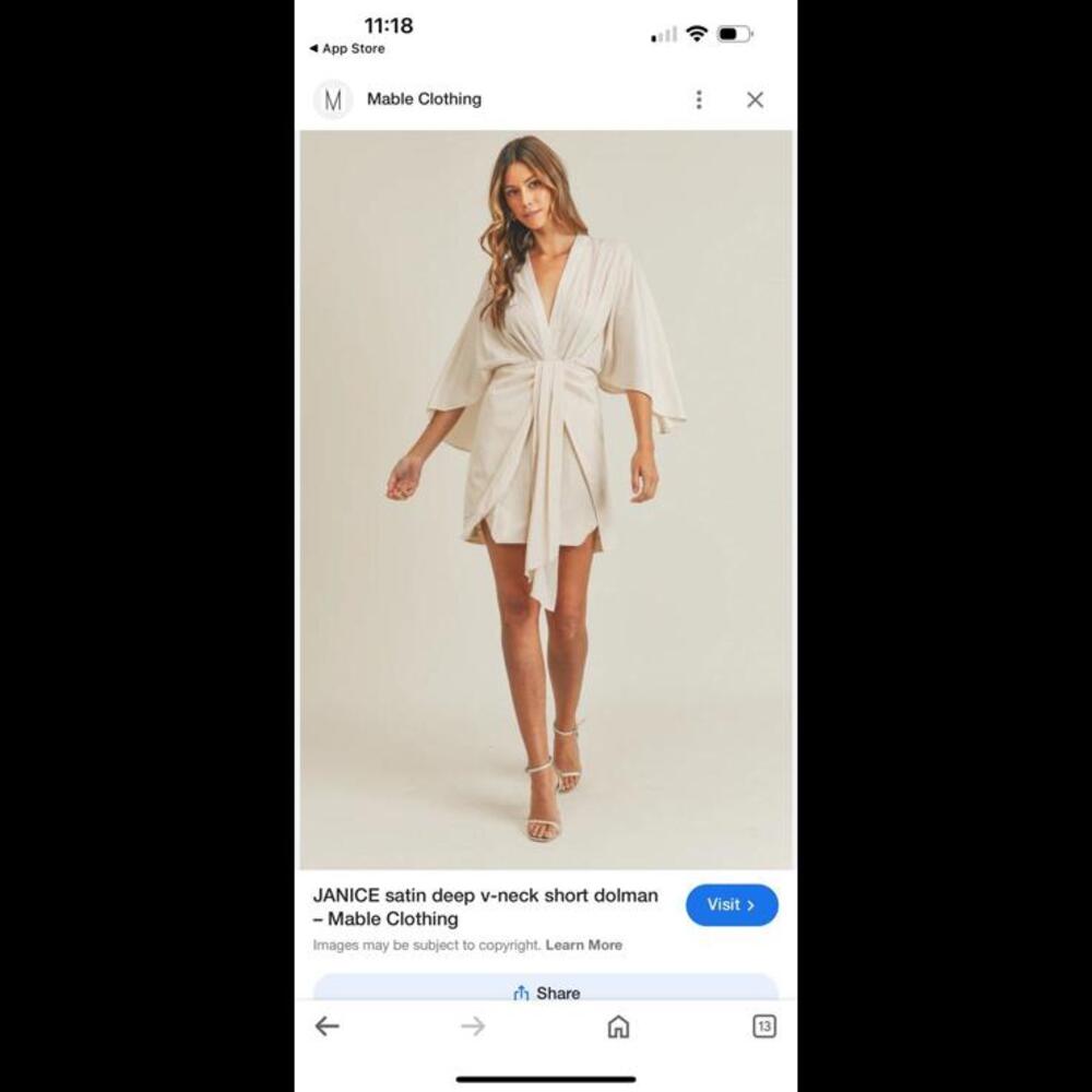 Mable JANICE SATIN DEEP V-NECK SHORT DOLMAN EUC Sz Lg